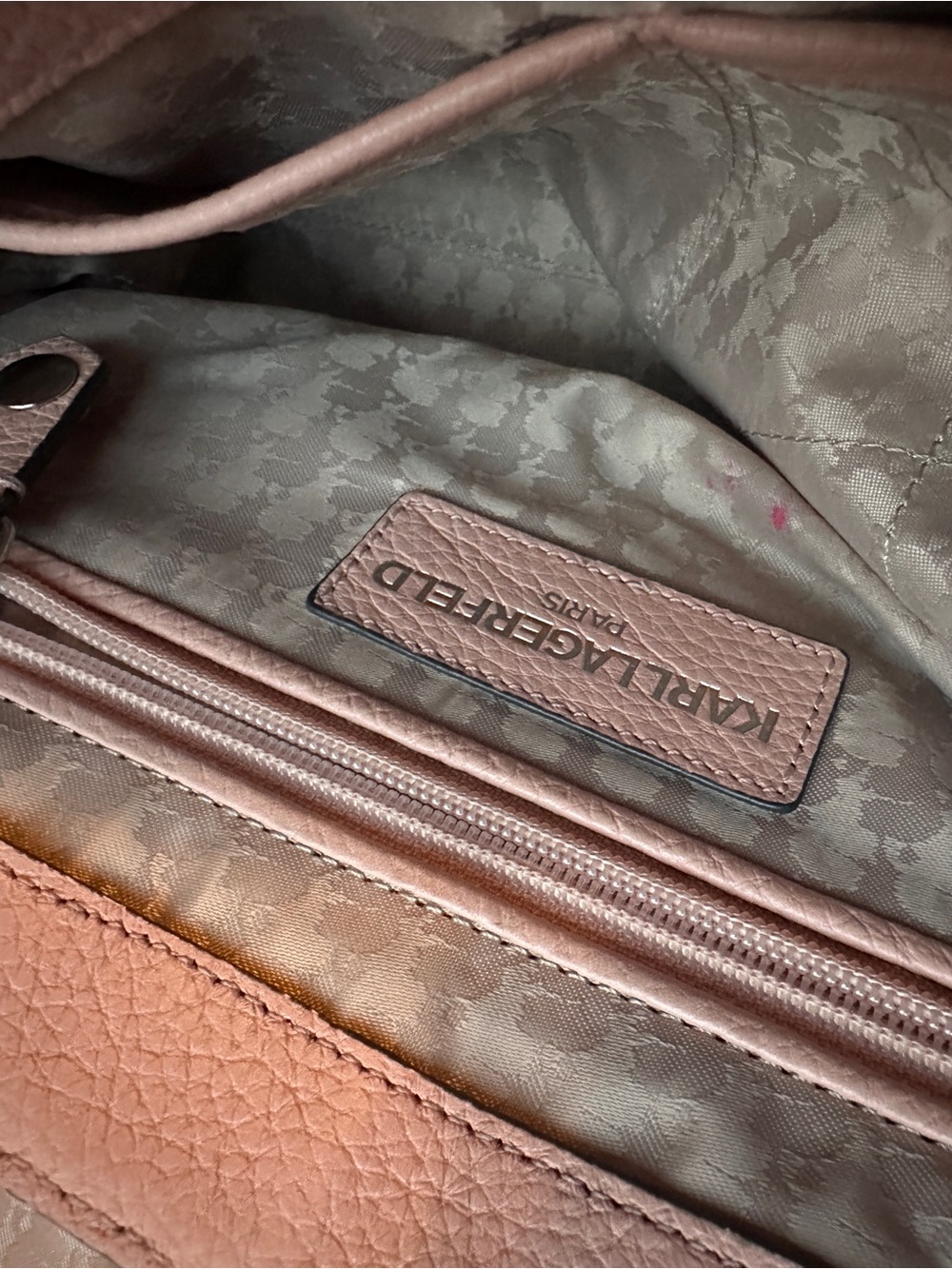 Karl Lagerfeld Paris Charlotte Quilted Chevron Shoulder Bag in Blush Pink - Picture 8 of 13